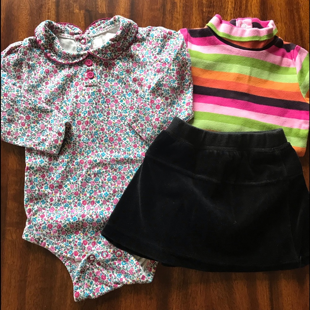 18 Month Bundle - Skirt and 2 Long Sleeve Onesies